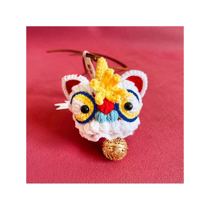New Year Decoration Lion Dance Car Ornaments Hand Hook Lion Head Hand Woven Lion Dance