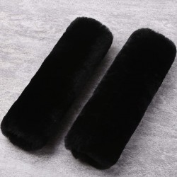 Black Authentic Sheepskin Seatbelt Cover
