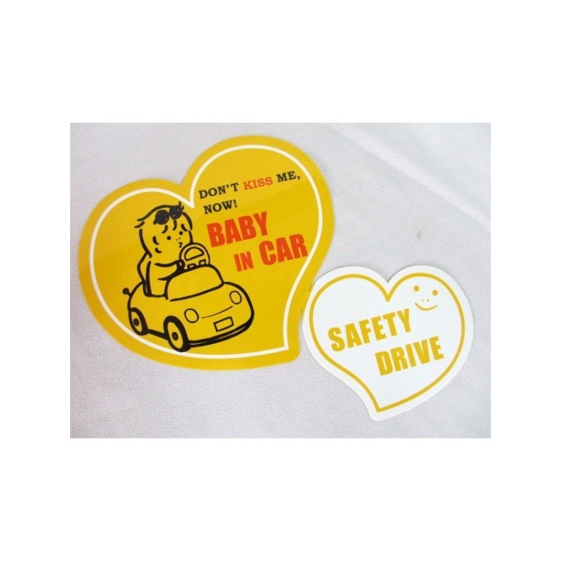 Japan Heart Baby In Car Stricker Yellow